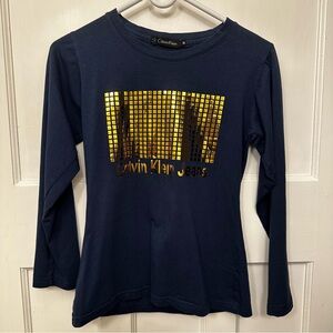 ⭐️ Calvin Klein Med Navy Shirt with Gold Logo